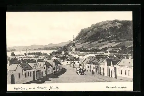 AK Hainburg /Donau, Ortsansicht mit Strasse und Otts Bäckerei und Mühle, Freiungstrasse 9