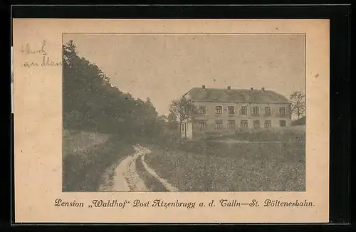 AK Atzenbrugg /Tulln, Pension Waldhof mit Strasse