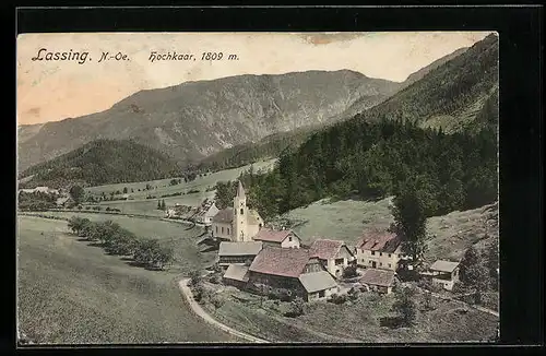 AK Lassing, Teilansicht mit Kirche und Hochkaar