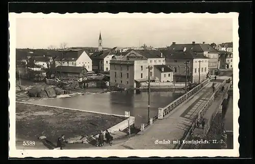 AK Gmünd, Kunstmühle E. Bodenstorfer und Leinsitzbrücke