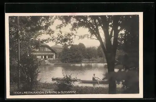 AK Syrntal b. Gloggnitz, Teich u. Restauration, Boote