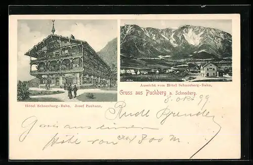 AK Puchberg a. Schneeberg, Hotel Schneeberg-Bahn, Josef Panhans
