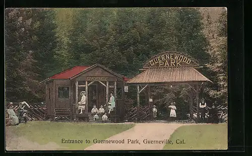 AK Guerneville, CA, Entrance to Guernewood Park