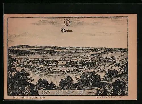 AK Northeim, Totale im Jahre 1654, nach Merian