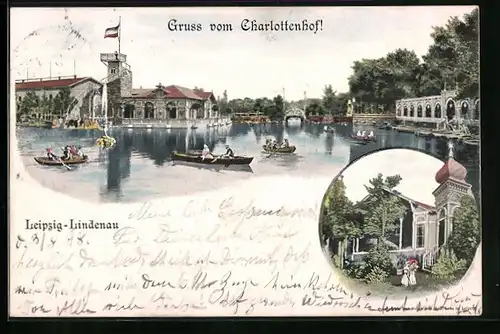 Lithographie Leipzig-Lindenau, Gasthaus Charlottenhof