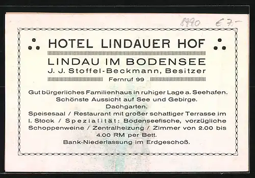 AK Lindau / Bodensee, Hotel Lindauer Hof, Hafenpartie, Hafeneinfahrt