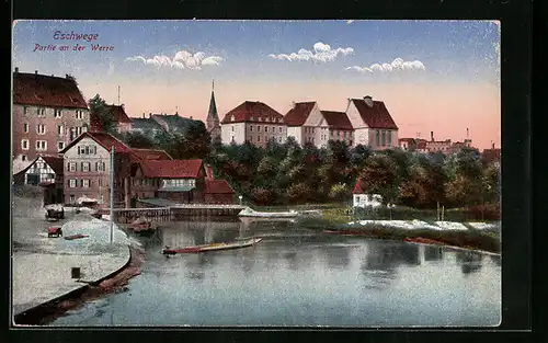 AK Eschwege / Werra, Häuserpartie an der Werra