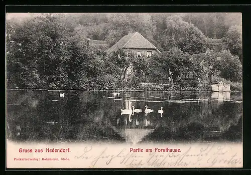 AK Hedendorf, Partie am Forsthause, Waldrestaurant Walhalla