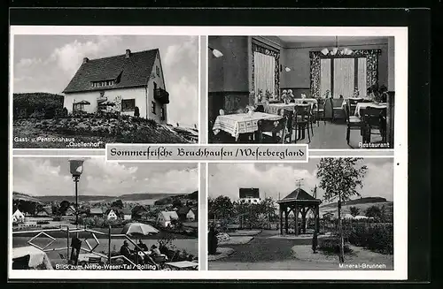 AK Bruchhausen / Weserbergland, Gasthaus Quellenhof, Mineral-Brunnen