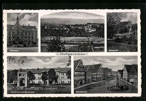 AK Hofgeismar, Rathaus, Schanzen, Kaserne, Marktplatz
