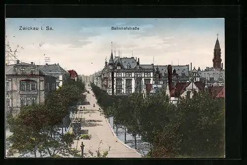AK Zwickau i. Sa., Bahnhofstrasse