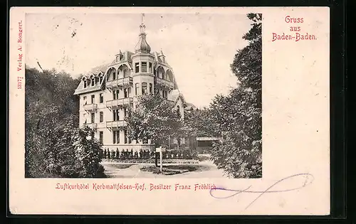 AK Baden-Baden, Kurhotel Korbmattfelsen-Hof, Besitzer Franz Fröhlich