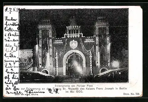 AK Berlin, Ehrenpforte am Pariser Platz