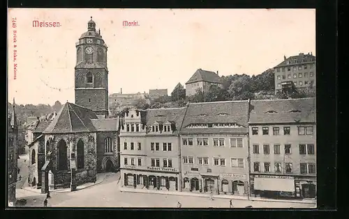 AK Meissen, Markt mit Handlung v. Robert Viertel