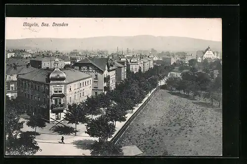 AK Mügeln / Dresden, Gesamtansicht aus der Vogelschau