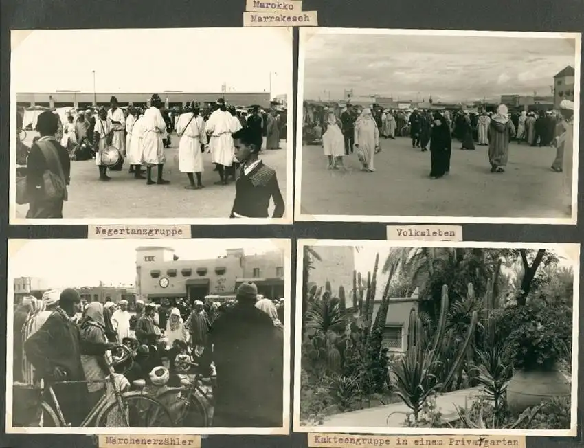 Fotoalbum mit 103 Fotografien, Ansicht Marrakesch, Moschee, El Bordj, Azrou, Meknes, Uriki, Spanien, Schweiz, Frankreich 2
