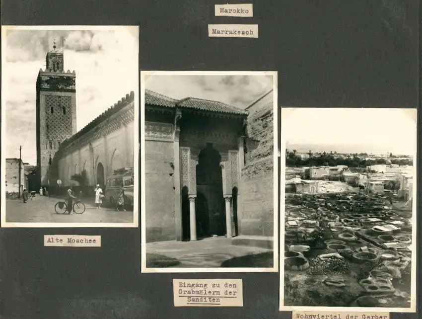 Fotoalbum mit 103 Fotografien, Ansicht Marrakesch, Moschee, El Bordj, Azrou, Meknes, Uriki, Spanien, Schweiz, Frankreich 3