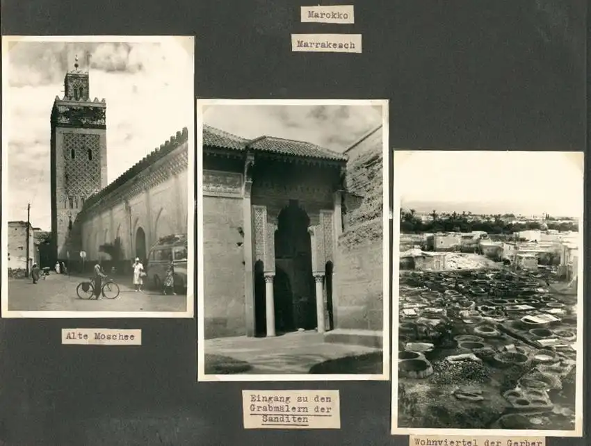Fotoalbum mit 103 Fotografien, Ansicht Marrakesch, Moschee, El Bordj, Azrou, Meknes, Uriki, Spanien, Schweiz, Frankreich 3