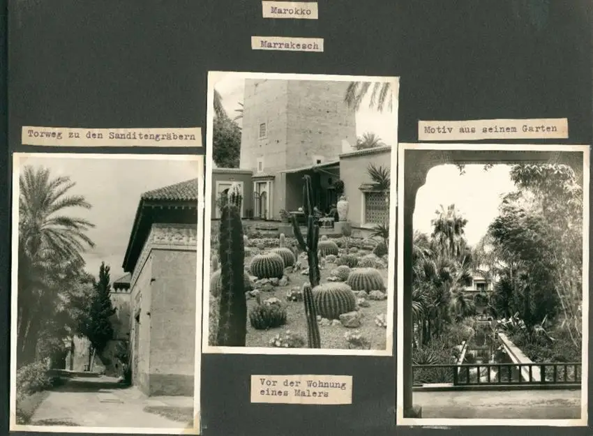 Fotoalbum mit 103 Fotografien, Ansicht Marrakesch, Moschee, El Bordj, Azrou, Meknes, Uriki, Spanien, Schweiz, Frankreich 4