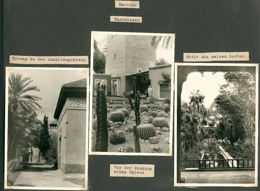 Fotoalbum mit 103 Fotografien, Ansicht Marrakesch, Moschee, El Bordj, Azrou, Meknes, Uriki, Spanien, Schweiz, Frankreich 4