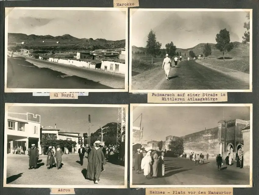 Fotoalbum mit 103 Fotografien, Ansicht Marrakesch, Moschee, El Bordj, Azrou, Meknes, Uriki, Spanien, Schweiz, Frankreich 6