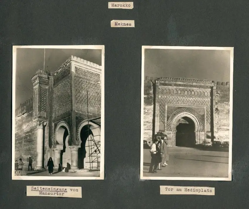 Fotoalbum mit 103 Fotografien, Ansicht Marrakesch, Moschee, El Bordj, Azrou, Meknes, Uriki, Spanien, Schweiz, Frankreich 9