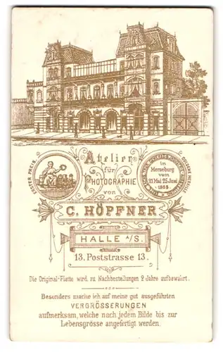 Fotografie C. Höpfner, Halle / Saale, Poststr. 13, Ansicht Halle / Saale, Blick auf das Fotografische Atelier