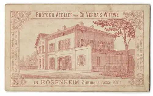 Fotografie Ch. Verra`s Wittwe, Rosenheim, Zimmerstr. 209 1 /5, Ansicht Rosenheim, Fotoatelier in der Aussenansicht