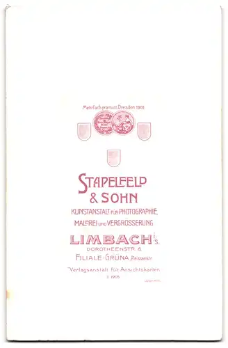 Fotografie Stapelfeld & Sohn, Limbach i. S., sächsisches Brautpaar im schwarzen Hochzeitskleid, Anzug mit Chapeau Claque