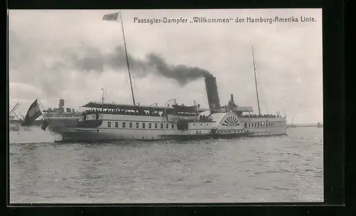 AK Passagier-Dampfer Willkommen der H.-A.-Linie sticht in See