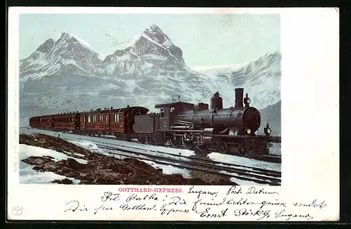AK Eisenbahn, Gotthard-Express, Bergmassiv