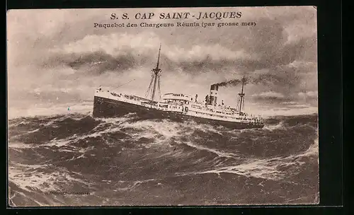 AK Passagierschiff SS Cap Saint-Jacques in stürmischer See