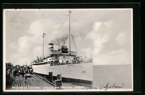 AK Cuxhaven, Ankunft des Dampfers Kaiser