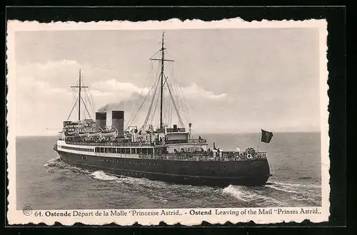 AK Ostende, Depart de la Malle Princesse Astrid