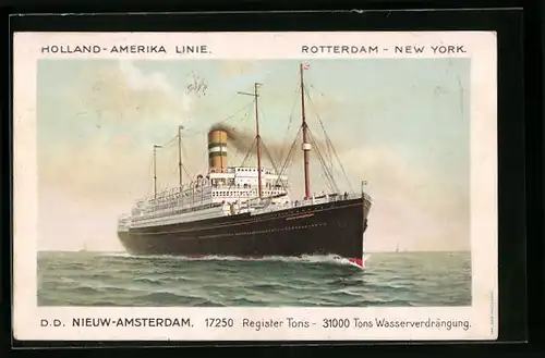 AK Passagierschiff Nieuw-Amsterdam, Holland-Amerika Linie