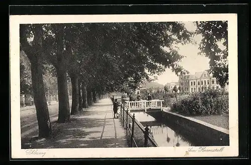 AK Schleswig, Am Herrenstall, Kanal mit Brücke