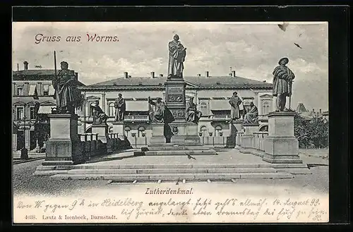 AK Worms, Lutherdenkmal im Sonnenschein