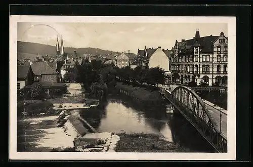 AK Alfeld a. d. Leine, Leinebrücke mit Blick auf die Stadt