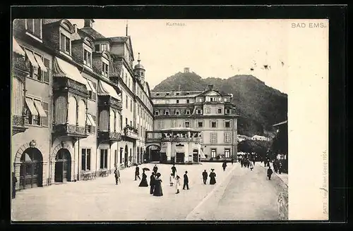 AK Bad Ems, Strassenpartie am Kurhaus