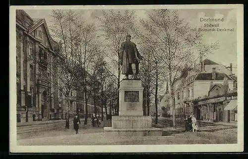 AK Dortmund, Südwall mit Bismarck-Denkmal