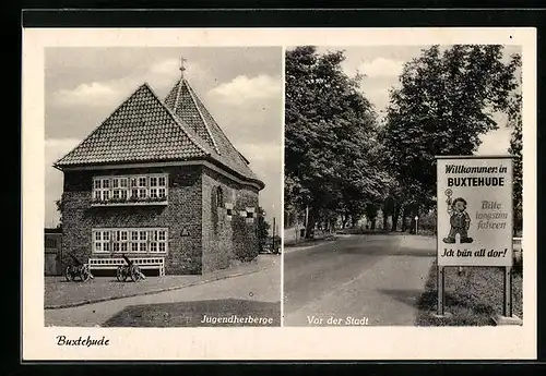 AK Buxtehude, Jugendherberge, Ortsschild