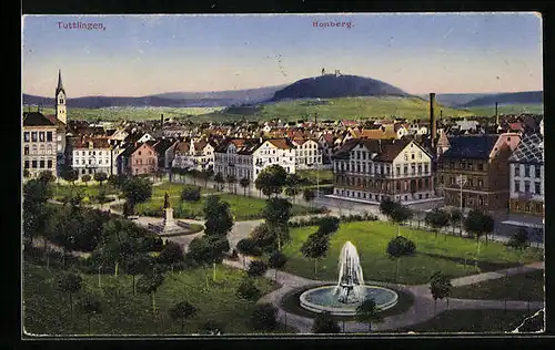 AK Tuttlingen, Ortsansicht mit Parkanlagen und Honberg