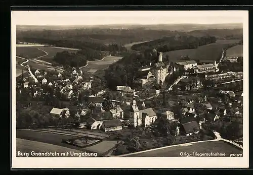 AK Gnandstein, Burg Gnandstein mit Umgebung, Fliegeraufnahme