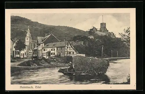 AK Heimbach i. Eifel, Ortsansicht mit Flusspartie