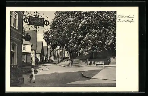 AK Hilchenbach, Kirchstrasse mit Gasthof Fritz Engelbert