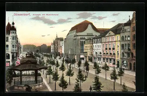 AK Düsseldorf, Alleestrasse mit Musiktempel