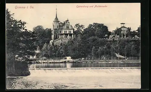 AK Grimma i. Sa., Gattersburg und Muldenwehr