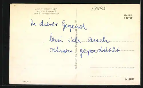 AK Lehde /Spreew., Logierhaus Zum fröhlichen Hecht