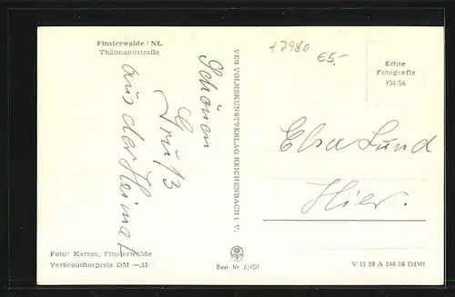 AK Finsterwalde /NL, Thälmannstrasse mit HO Schnell-Imbiss