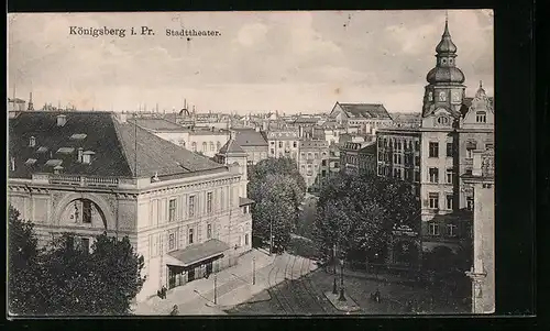 AK Königsberg, Das Stadttheater aus der Vogelschau